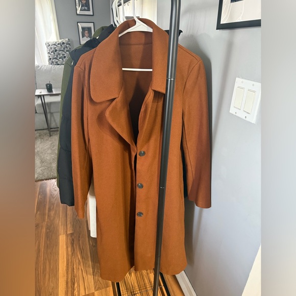 SHEIN Jackets & Blazers - SHEIN Rust Brown Long Trench Coat